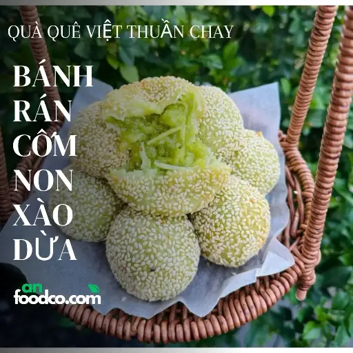 Bánh rán cốm non xào dừa