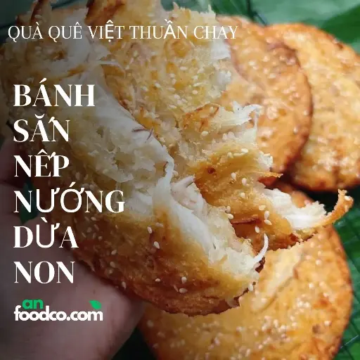 Bánh sắn nếp nướng dừa non